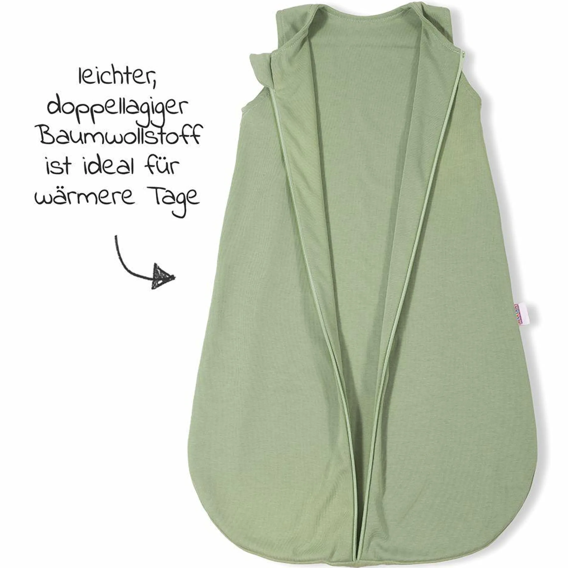 Baumwoll-Schlafsack - Interlock - Olive - Gr. 90 cm