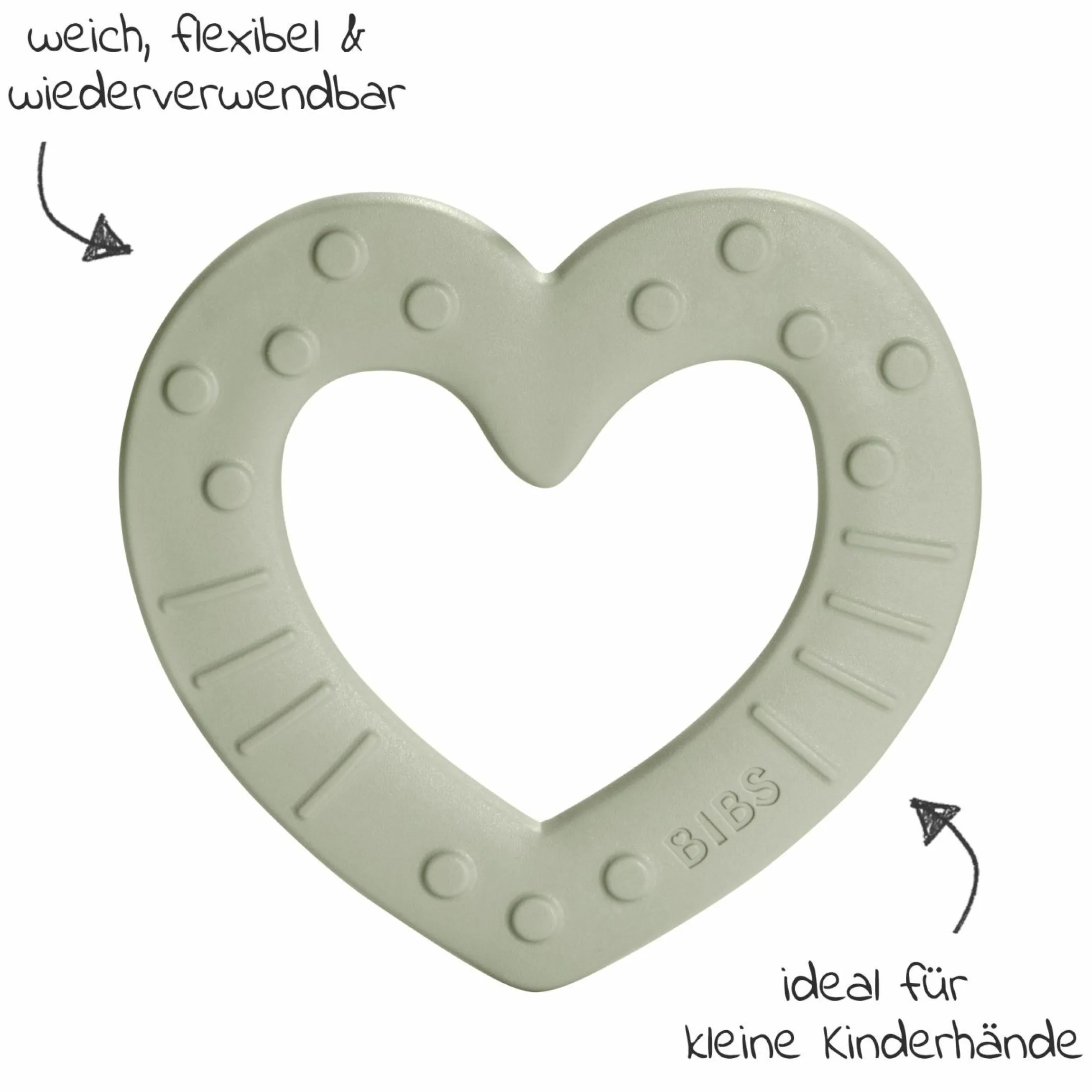 Beißring - Baby Bitie - Heart - Sage