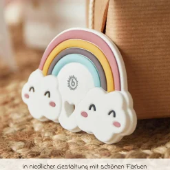 Beißring aus Silikon - Regenbogen & Wolken