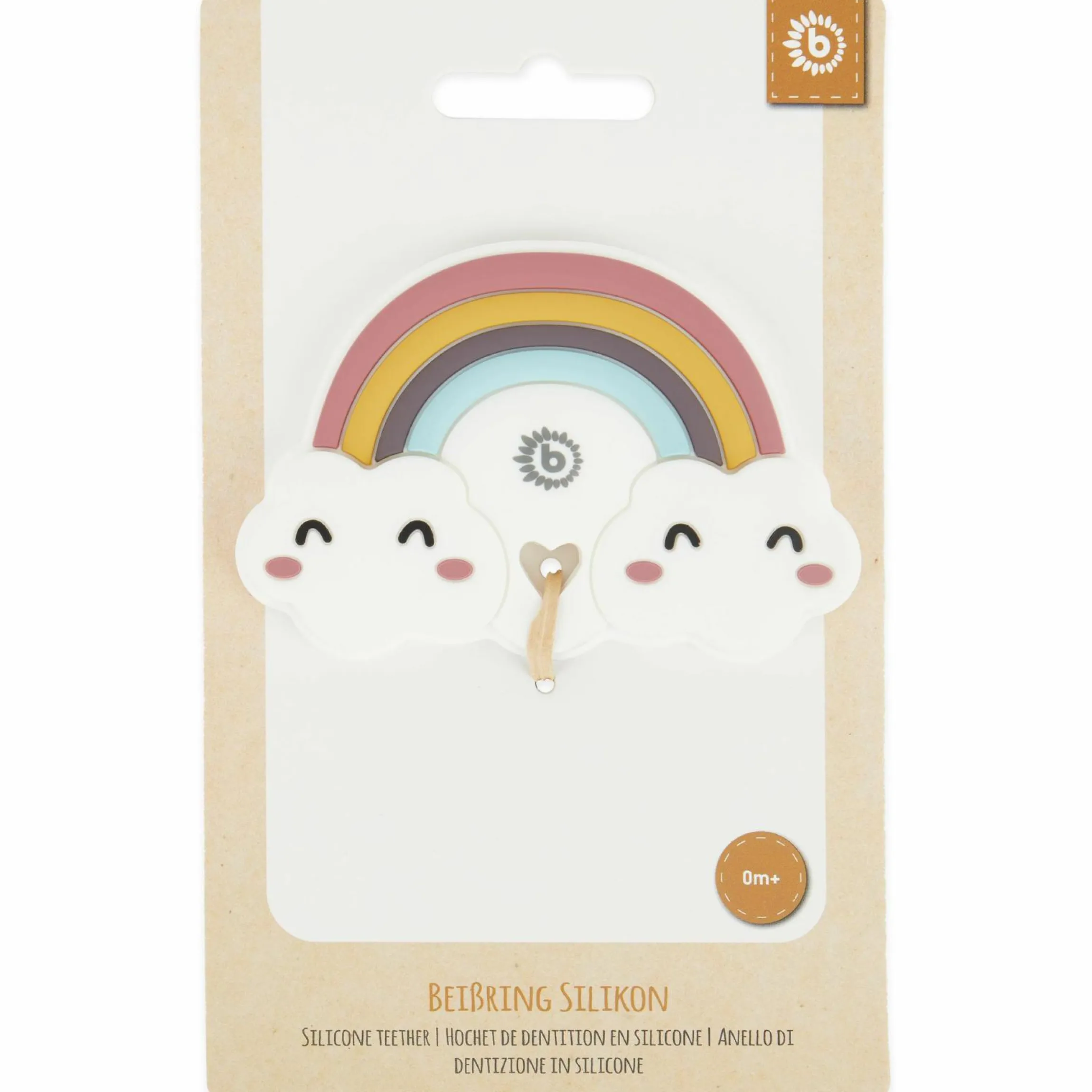 Beißring aus Silikon - Regenbogen & Wolken