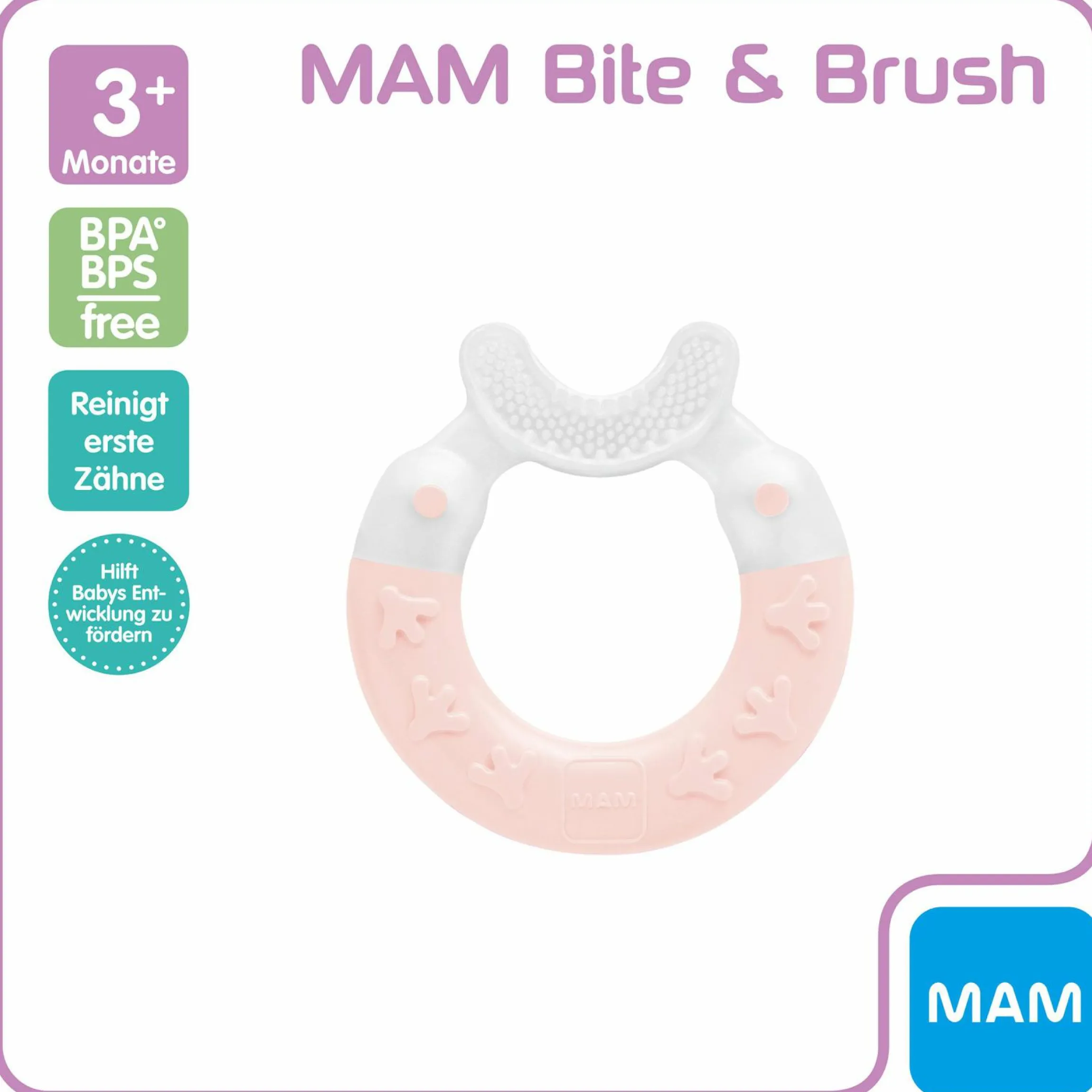 Beißring Bite & Brush - Rosa
