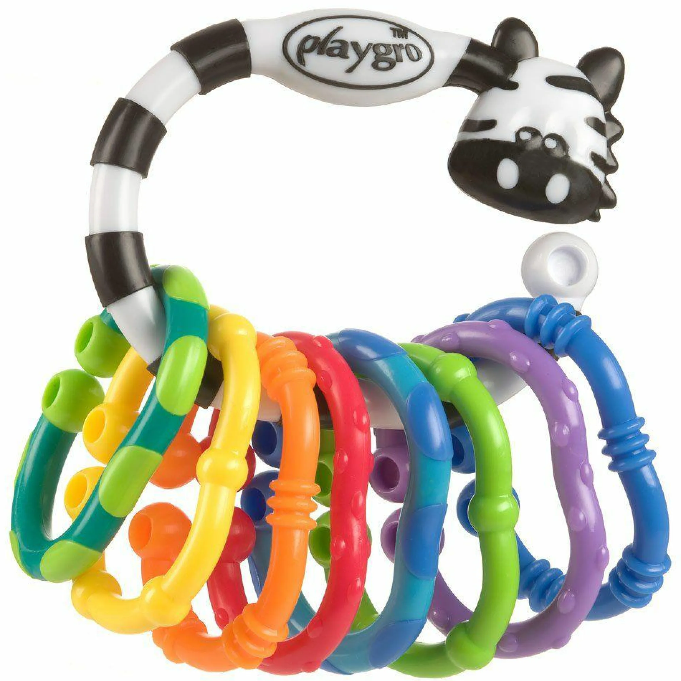 Beißring-Rasselkette Zebra 9-teilig