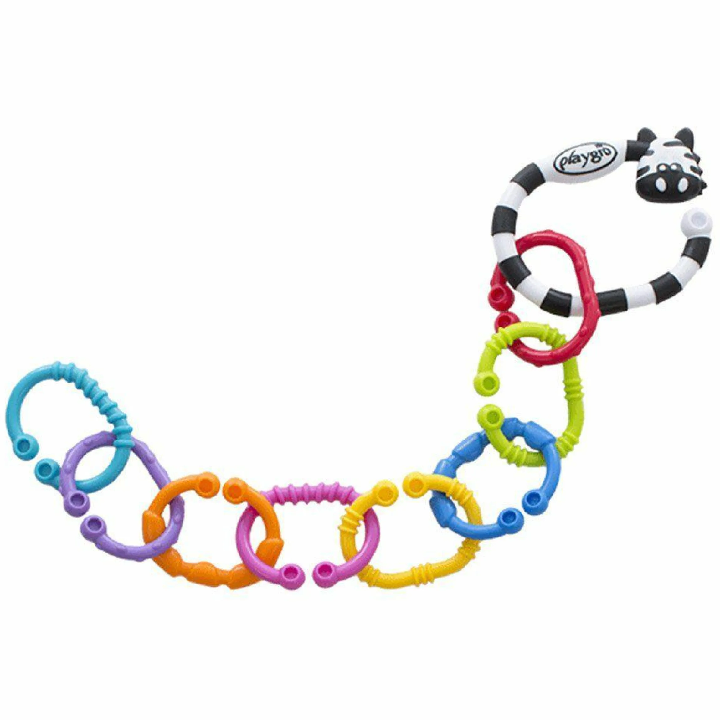 Beißring-Rasselkette Zebra 9-teilig