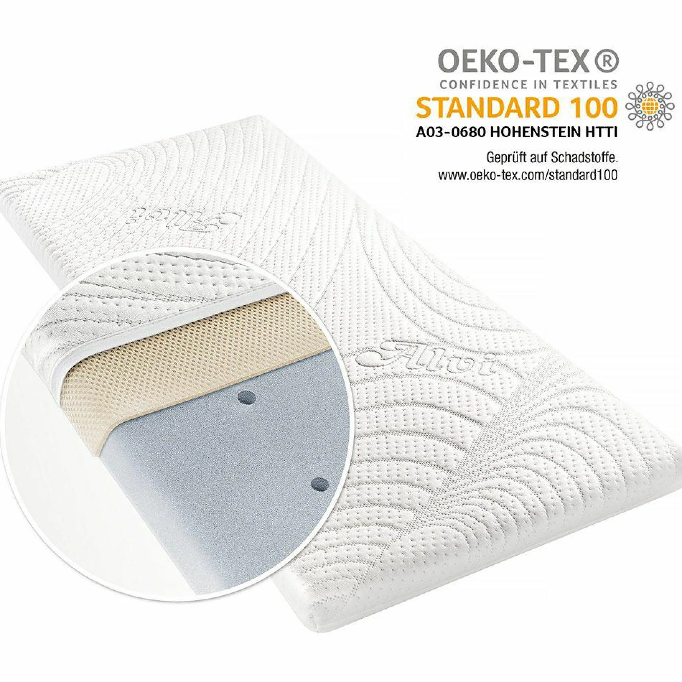 Beistellbett & Wiegen-Matratze mit Nässeschutz und vertikalen Luftkanälen - Tencel & Dry - 90 x 40 cm