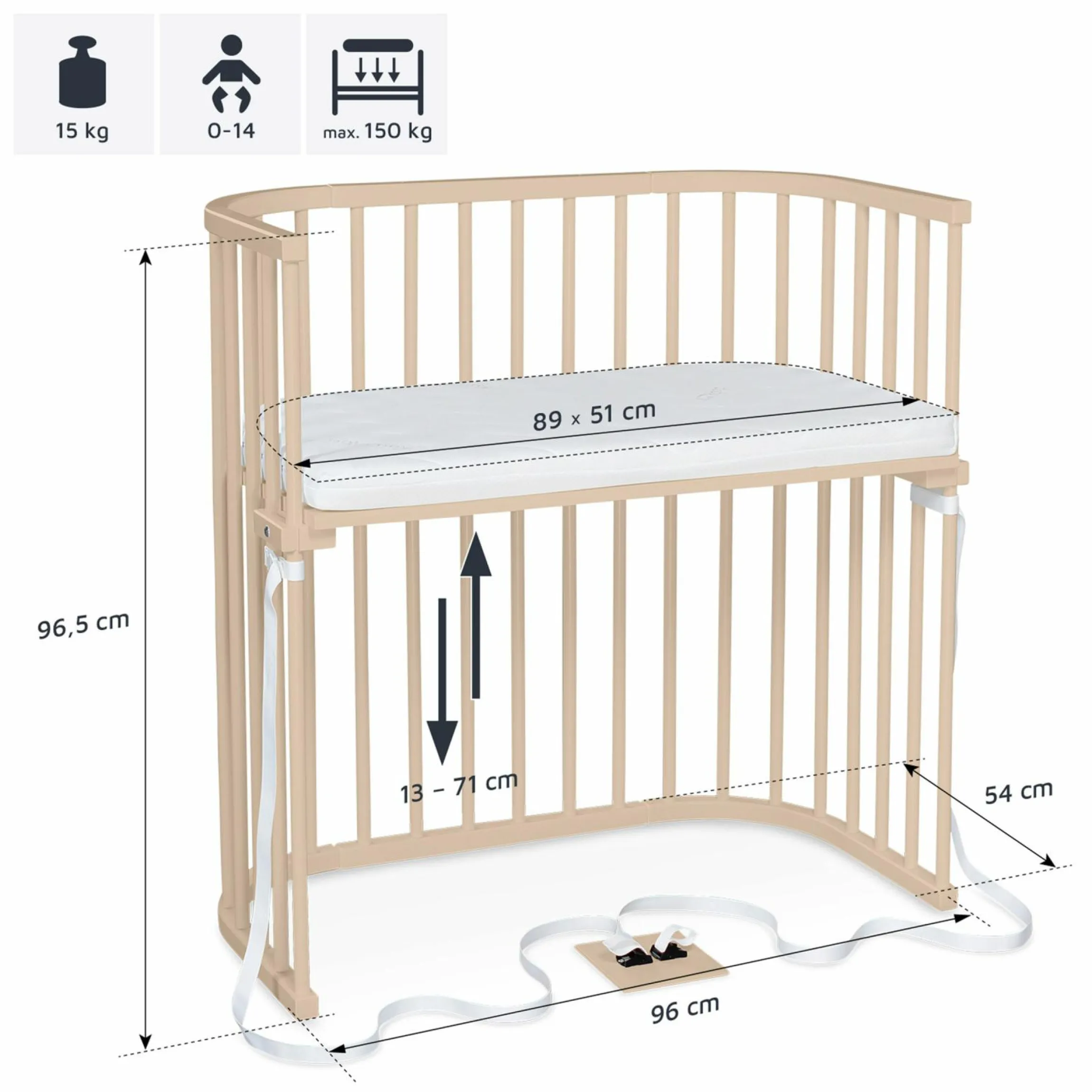 Beistellbett Boxspring - Beige lackiert - Kollektion 2024