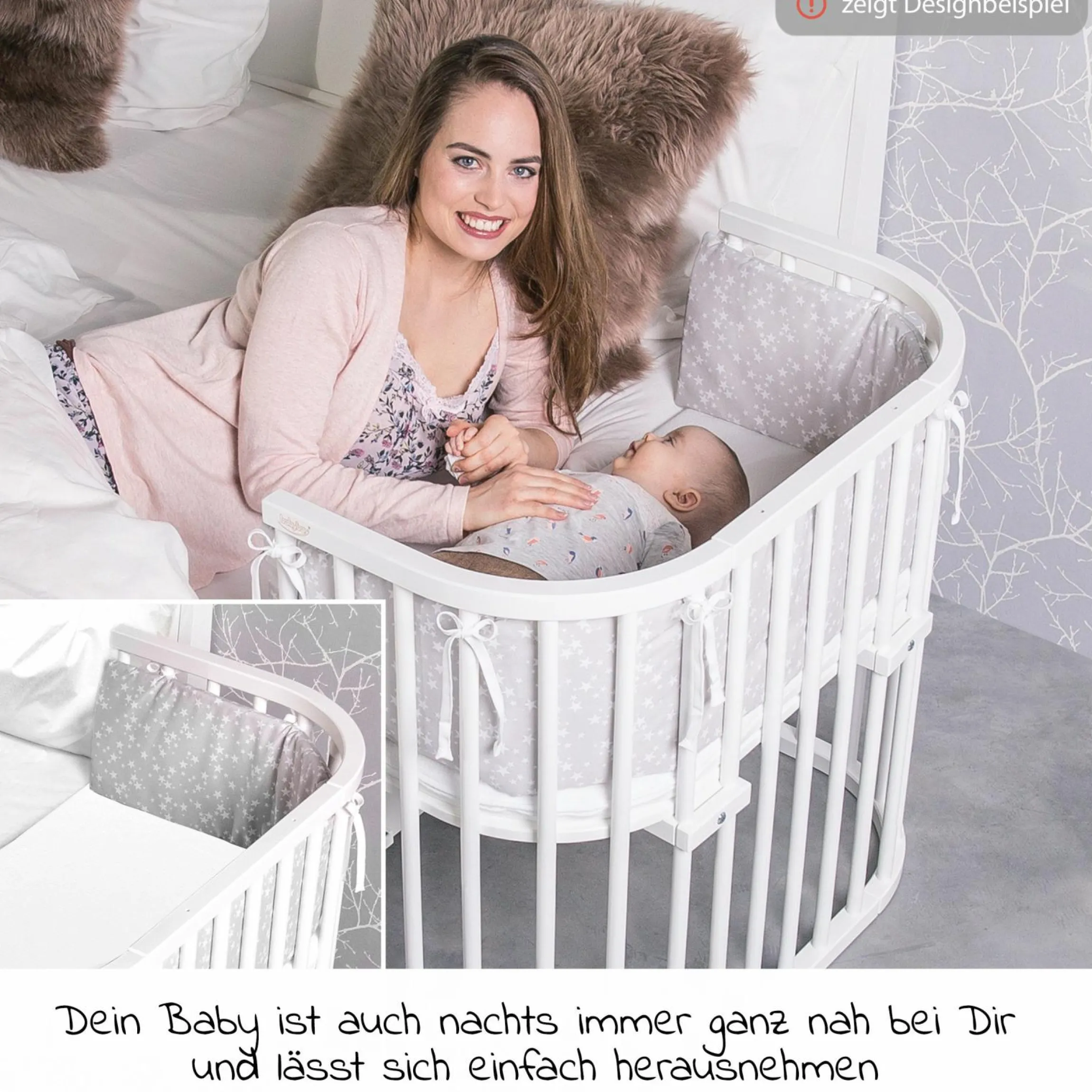 Beistellbett Boxspring - Weiß lackiert - Kollektion 2024