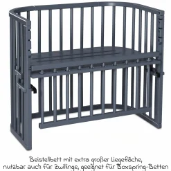 Beistellbett Boxspring Comfort Plus - Schiefergrau lackiert - Kollektion 2024