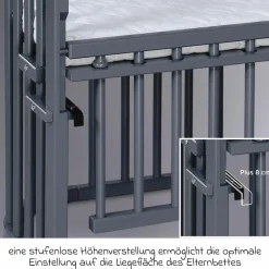 Beistellbett Boxspring Comfort Plus - Schiefergrau lackiert - Kollektion 2024