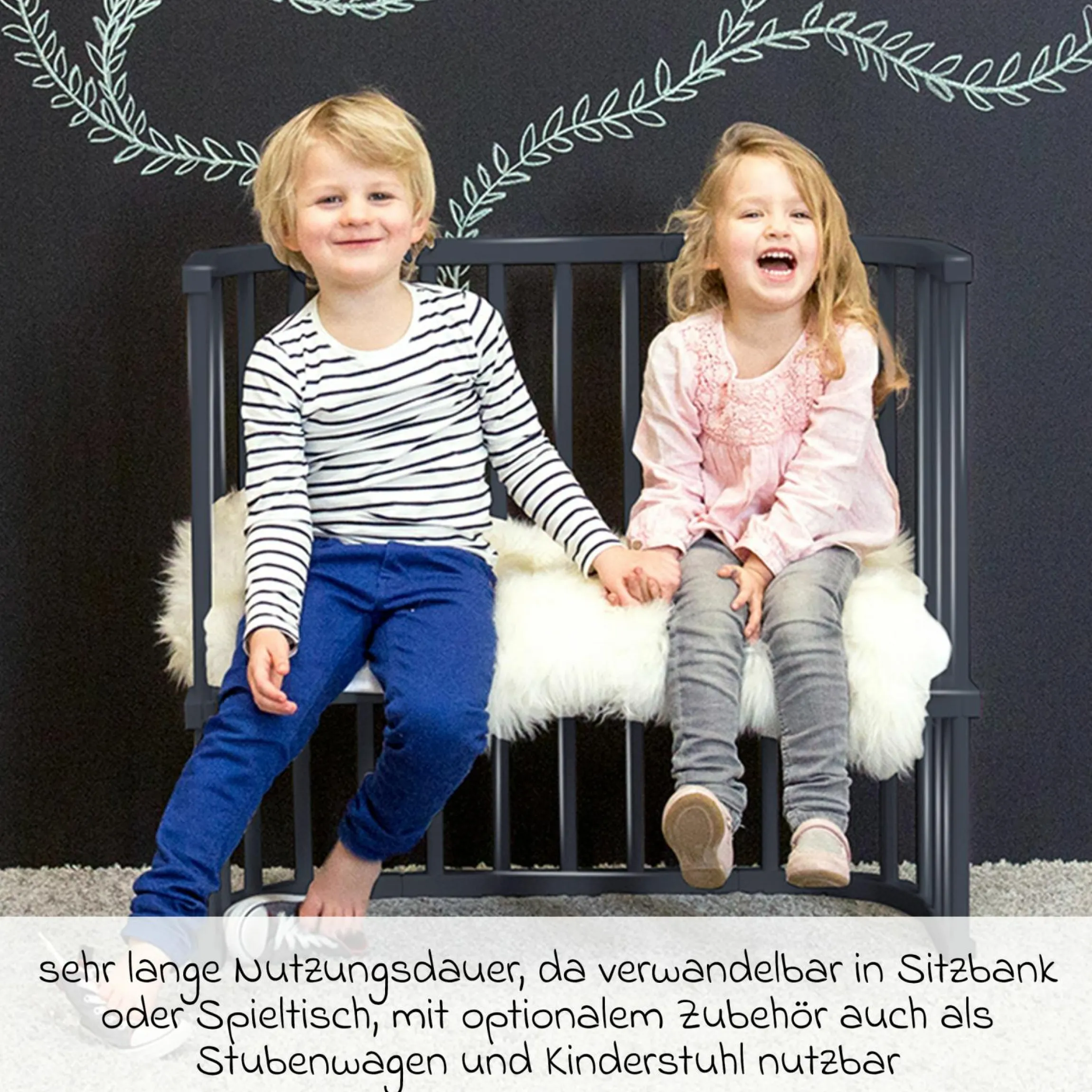 Beistellbett Boxspring Comfort Plus - Schiefergrau lackiert - Kollektion 2024