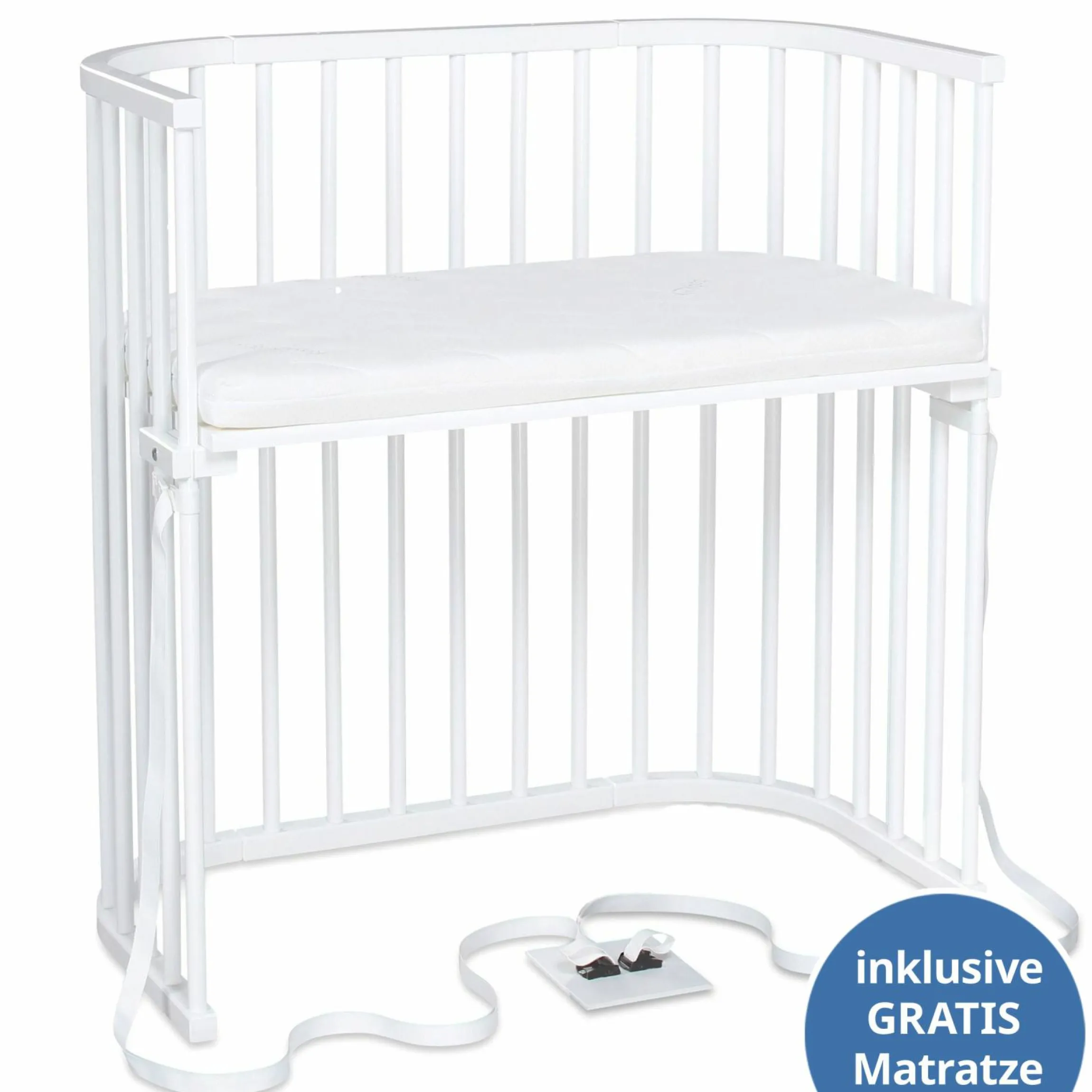 Beistellbett Boxspring inkl. Gratis Matratze Classic Soft - Weiß lackiert - Kollektion 2024