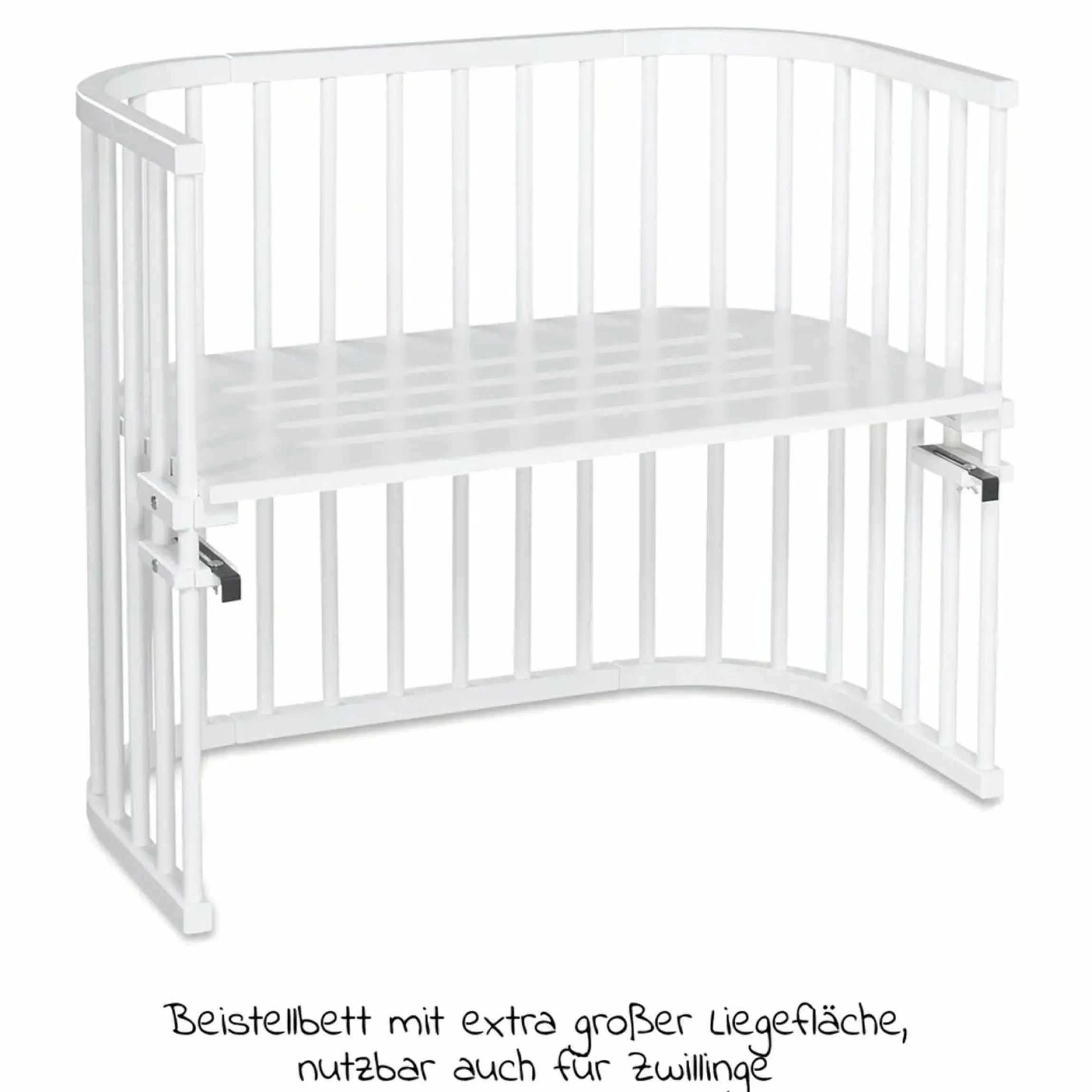 Beistellbett Boxspring inkl. Gratis Matratze Classic Soft - Weiß lackiert - Kollektion 2024