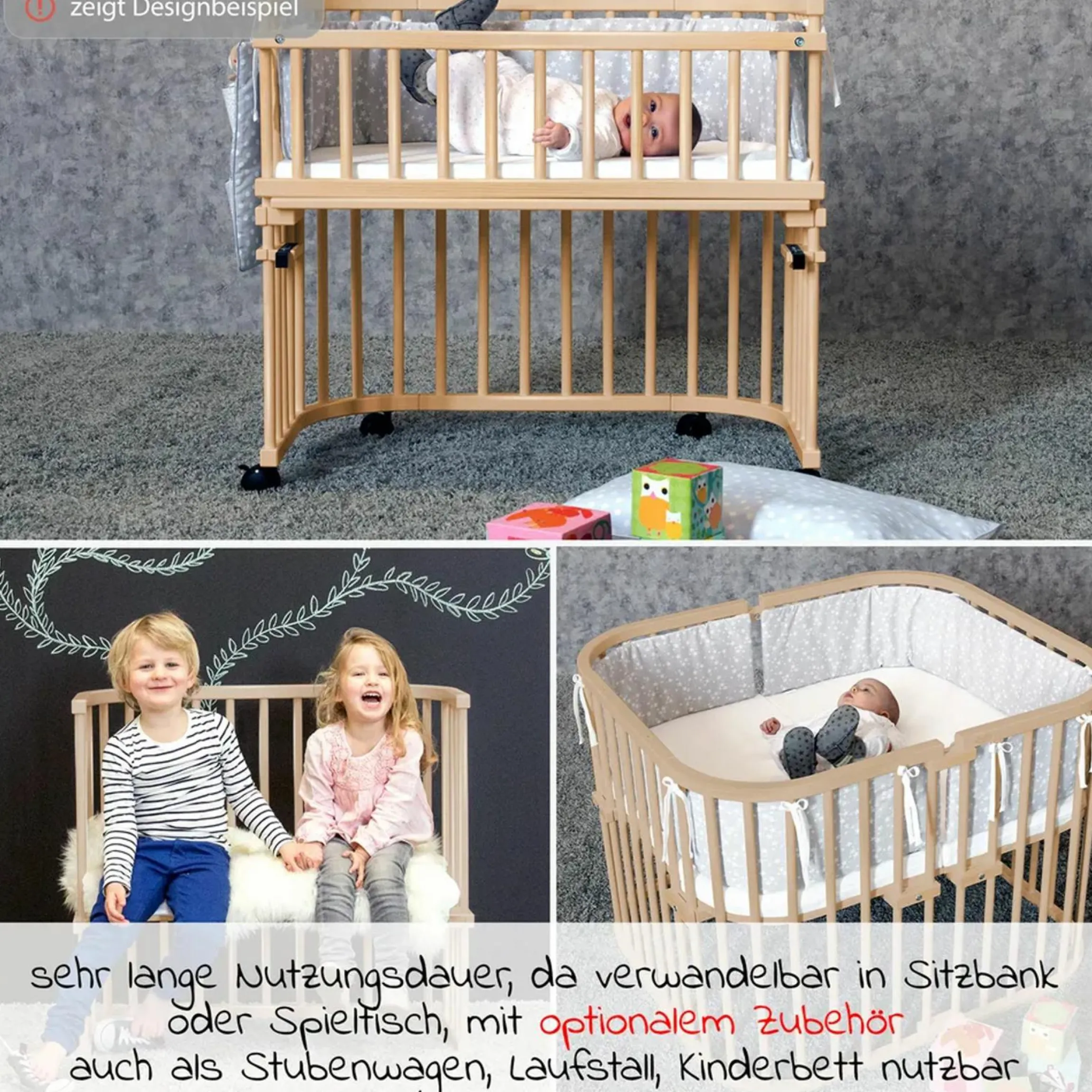 Beistellbett Boxspring inkl. Gratis Matratze Classic Soft - Weiß lackiert - Kollektion 2024