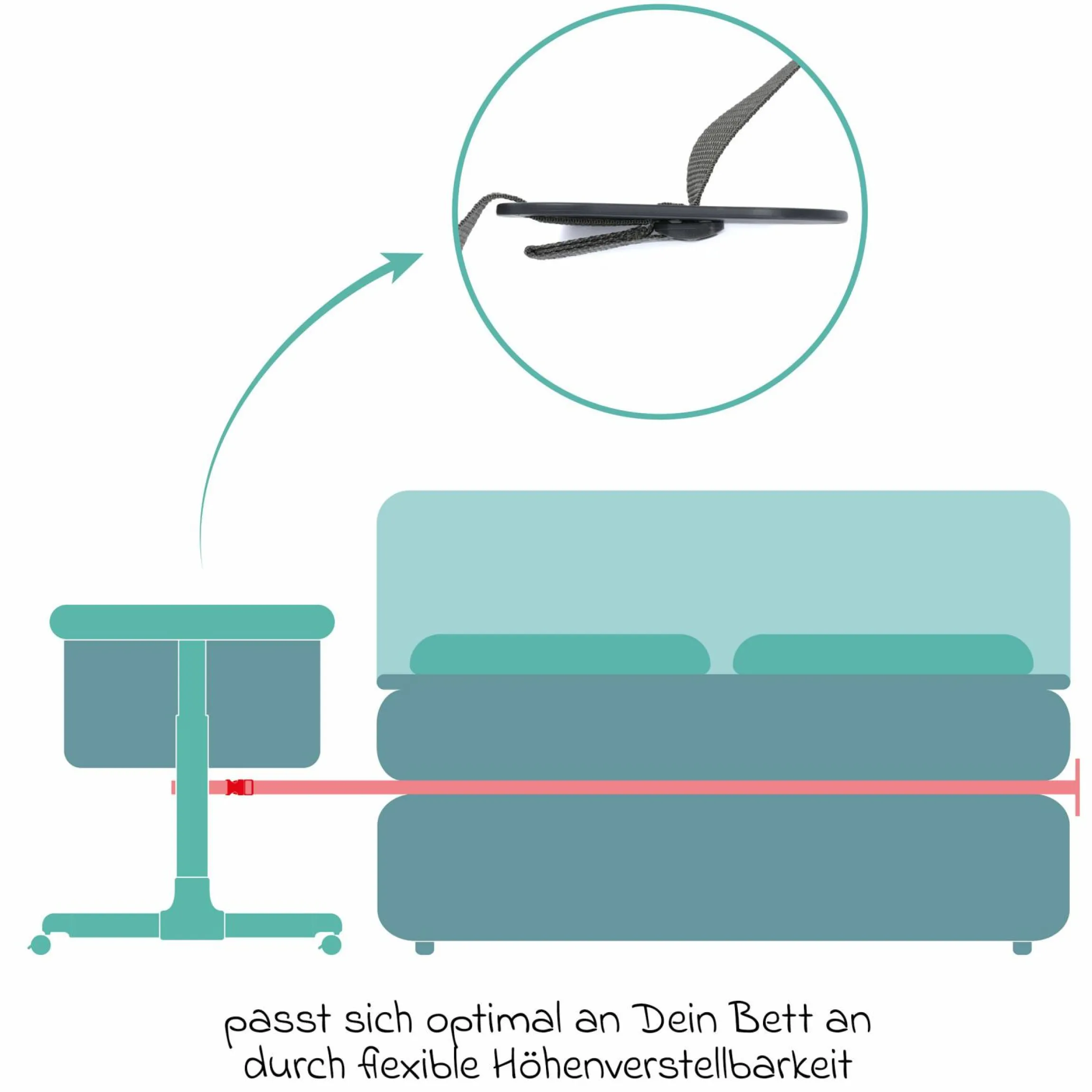 Beistellbett Crip 6-fach höhenverstellbar mit Netzstoff für optimale Luftzirkulation & 4 Rollen - Caramel
