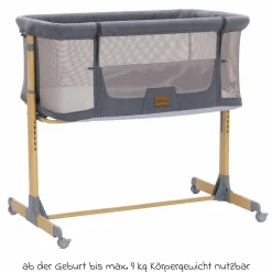 Beistellbett Crip 6-fach höhenverstellbar mit Netzstoff für optimale Luftzirkulation & 4 Rollen - Grau