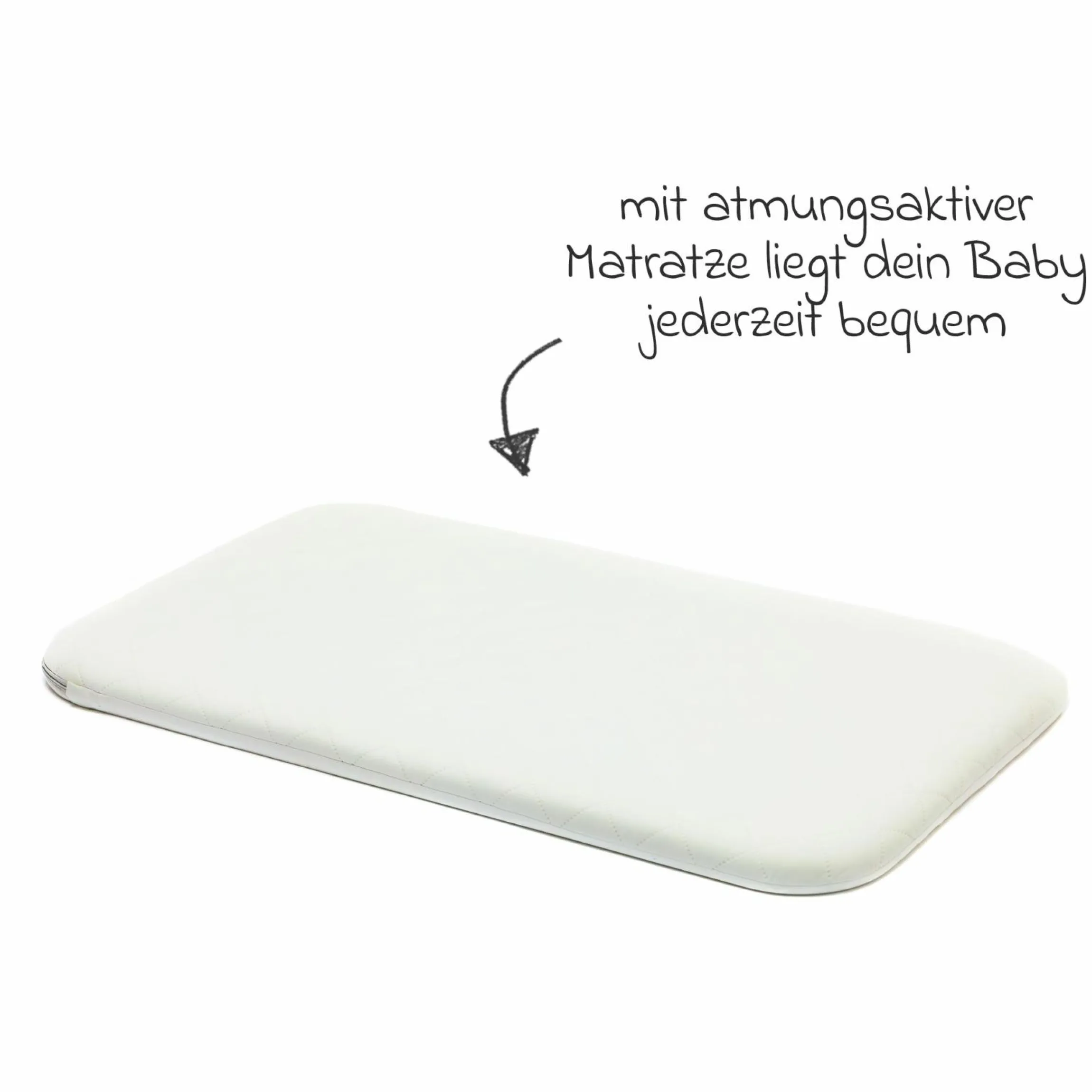Beistellbett Crip 6-fach höhenverstellbar mit Netzstoff für optimale Luftzirkulation & 4 Rollen - Grau