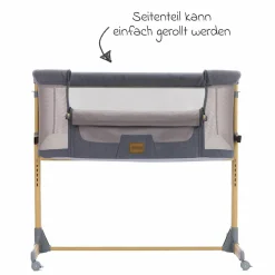 Beistellbett Crip 6-fach höhenverstellbar mit Netzstoff für optimale Luftzirkulation & 4 Rollen - Grau