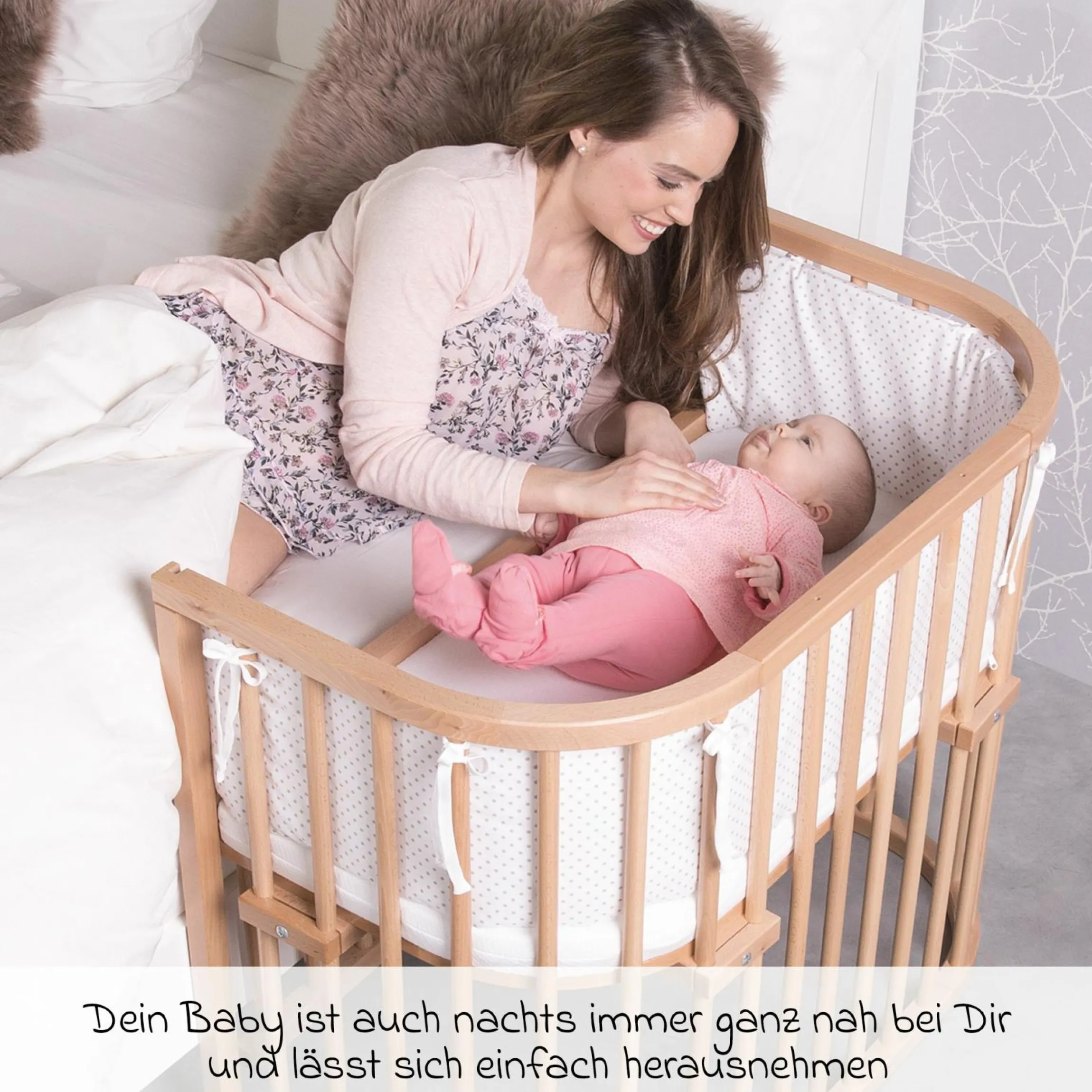 Beistellbett Maxi Comfort Plus - Natur lackiert - Kollektion 2024