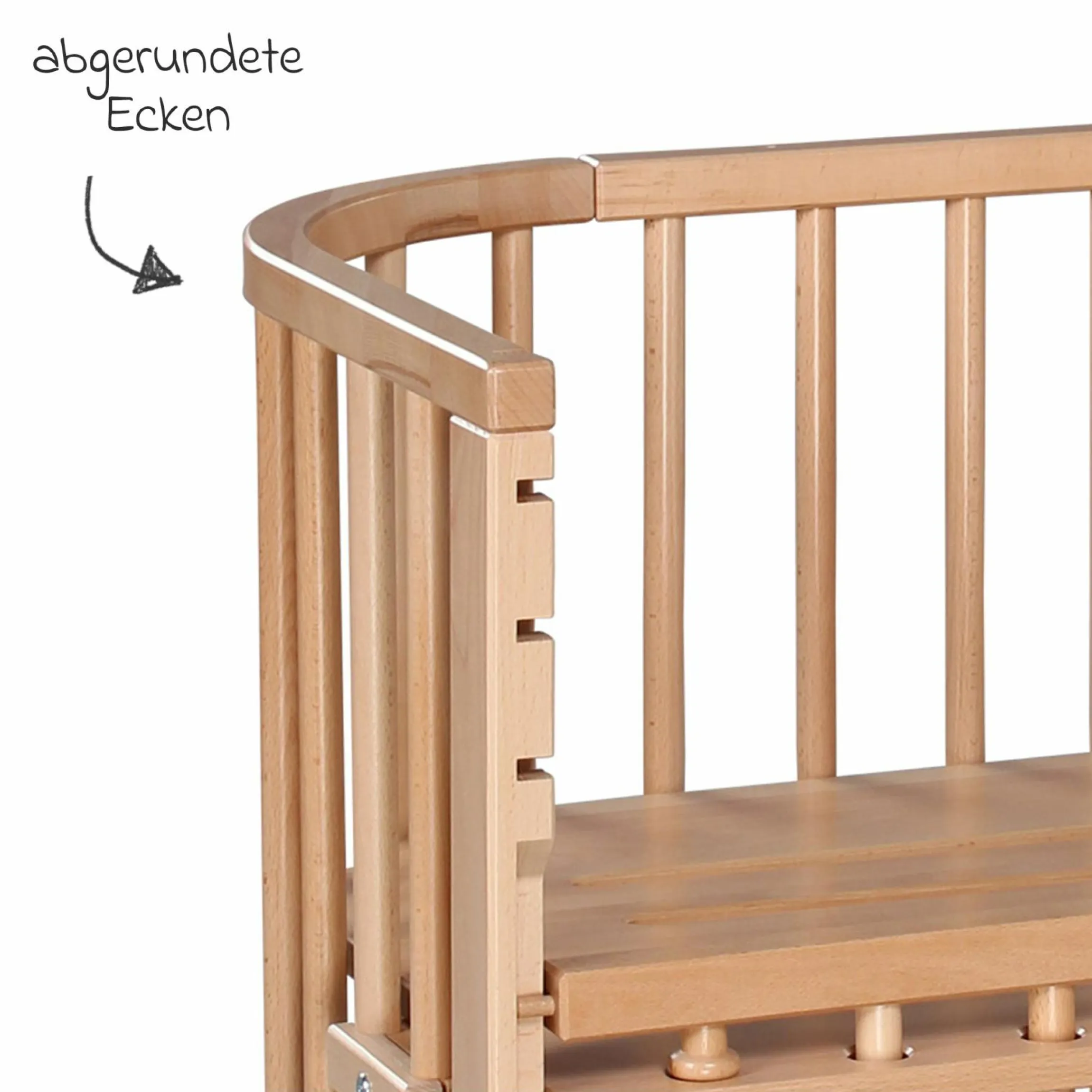 Beistellbett Maxi Comfort Plus - Natur lackiert - Kollektion 2024
