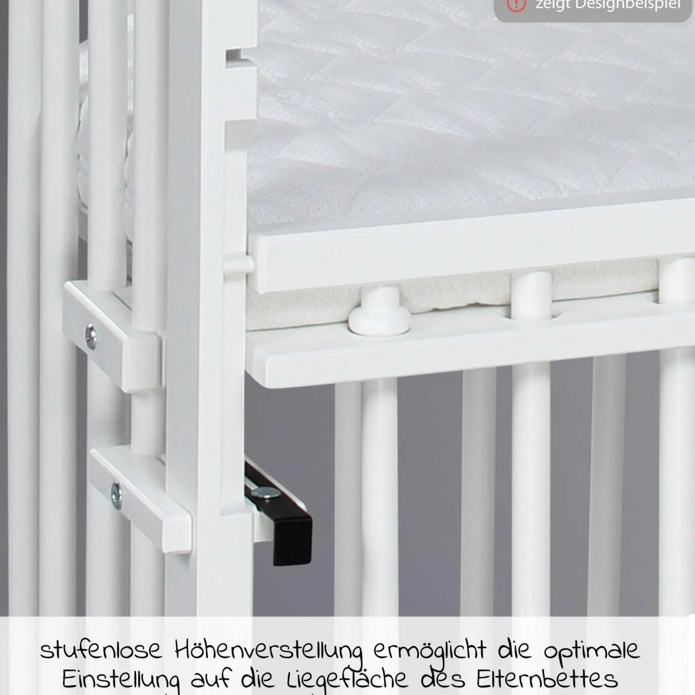 Beistellbett Maxi Comfort Plus - Weiß lackiert - Kollektion 2024