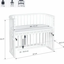 Beistellbett Maxi Comfort Plus - Weiß lackiert - Kollektion 2024