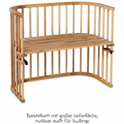 Beistellbett Maxi extra Groß - auch für Zwillinge - Kernbuche geölt - Kollektion 2024
