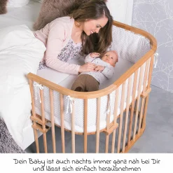 Beistellbett Maxi extra Groß - auch für Zwillinge - Kernbuche geölt - Kollektion 2024