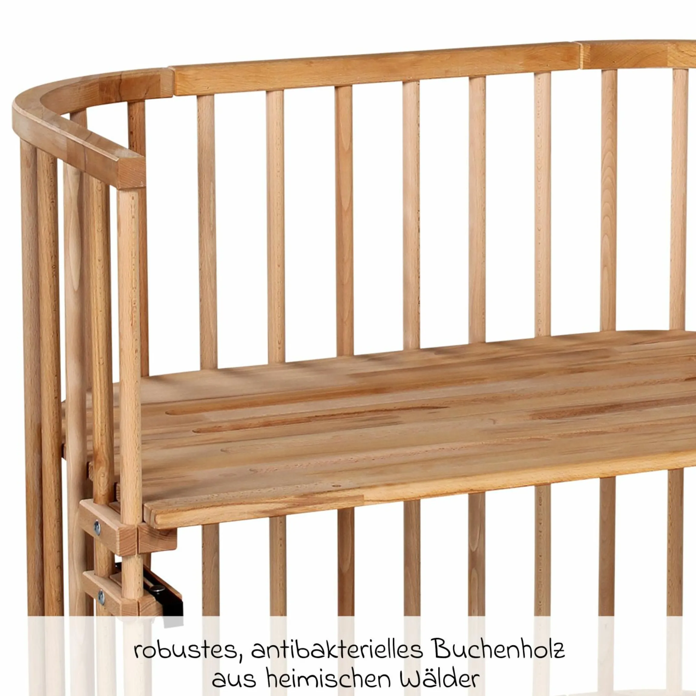 Beistellbett Maxi extra Groß - auch für Zwillinge - Kernbuche geölt - Kollektion 2024