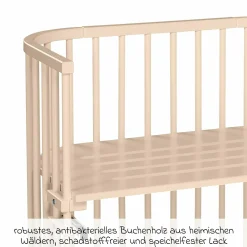 Beistellbett Maxi extra Groß - auch für Zwillinge - Beige lackiert - Kollektion 2024