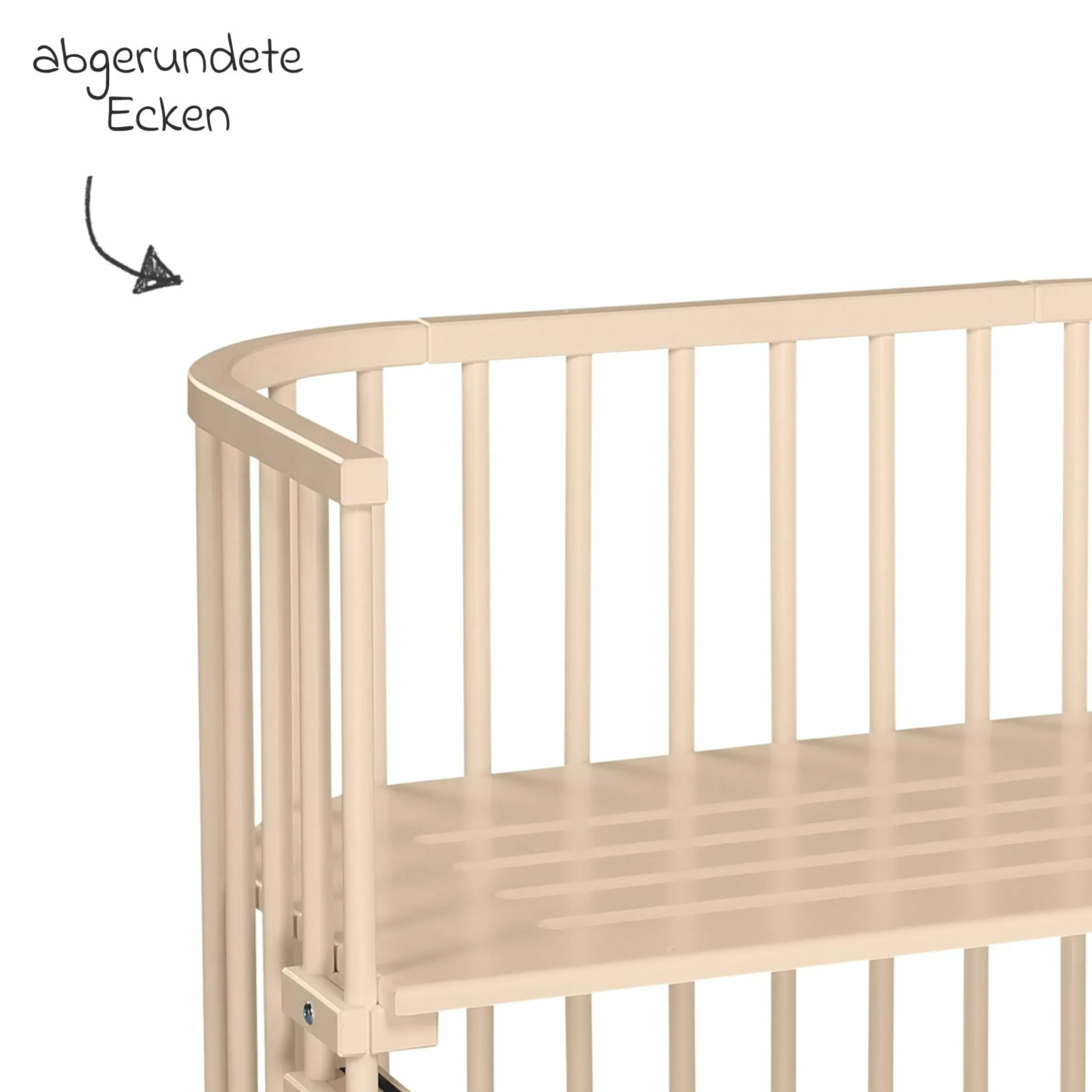 Beistellbett Maxi extra Groß - auch für Zwillinge - Beige lackiert - Kollektion 2024