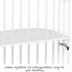 Beistellbett Maxi extra groß - auch für Zwillinge inkl. Gratis Matratze Classic Soft - Weiß lackiert - Kollektion 2024