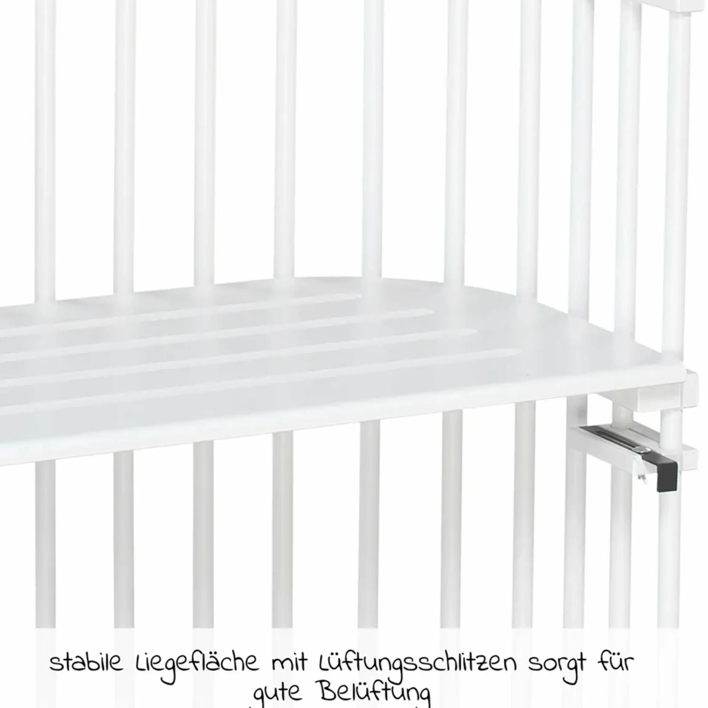 Beistellbett Maxi extra groß - auch für Zwillinge inkl. Gratis Matratze Classic Soft - Weiß lackiert - Kollektion 2024
