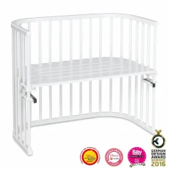 Beistellbett Maxi extra groß - auch für Zwillinge inkl. Gratis Matratze Classic Soft - Weiß lackiert - Kollektion 2024