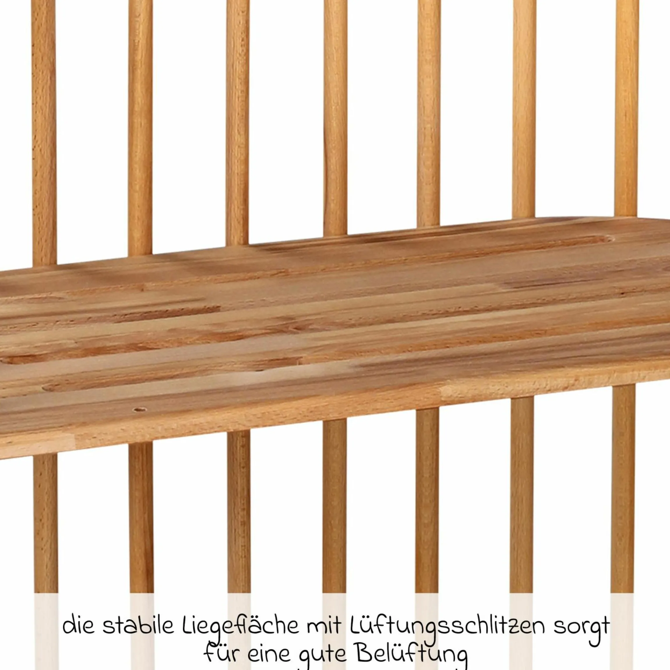 Beistellbett Maxi extra Groß - auch für Zwillinge - Natur lackiert - Kollektion 2024