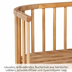 Beistellbett Maxi extra Groß - auch für Zwillinge - Natur lackiert - Kollektion 2024