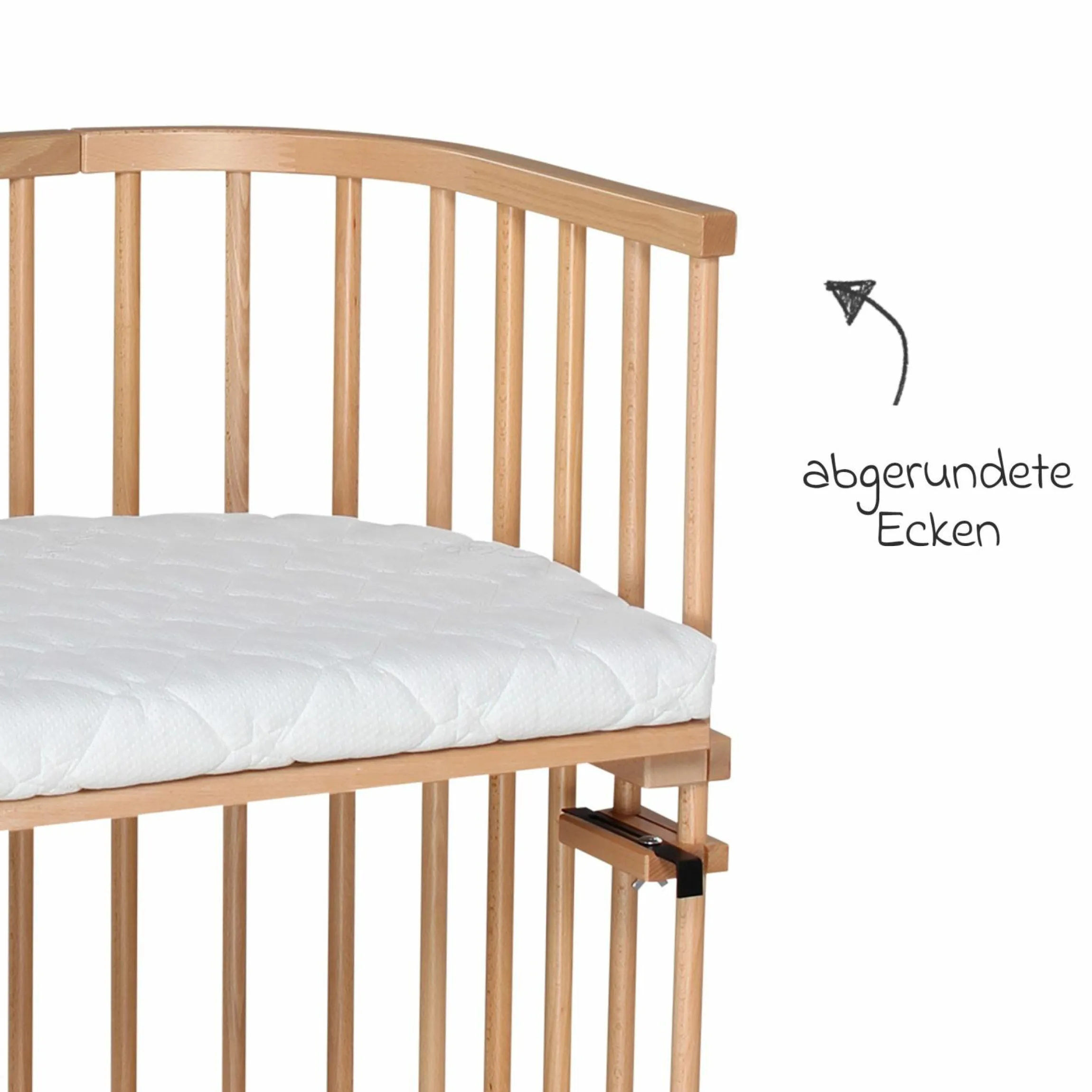 Beistellbett Maxi extra Groß - auch für Zwillinge - Natur lackiert - Kollektion 2024