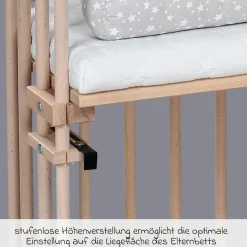 Beistellbett Maxi extra groß - auch für Zwillinge inkl. Gratis Matratze Classic Soft - Natur unbehandelt - Kollektion 2024
