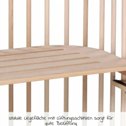 Beistellbett Maxi extra groß - auch für Zwillinge inkl. Gratis Matratze Classic Soft - Natur unbehandelt - Kollektion 2024