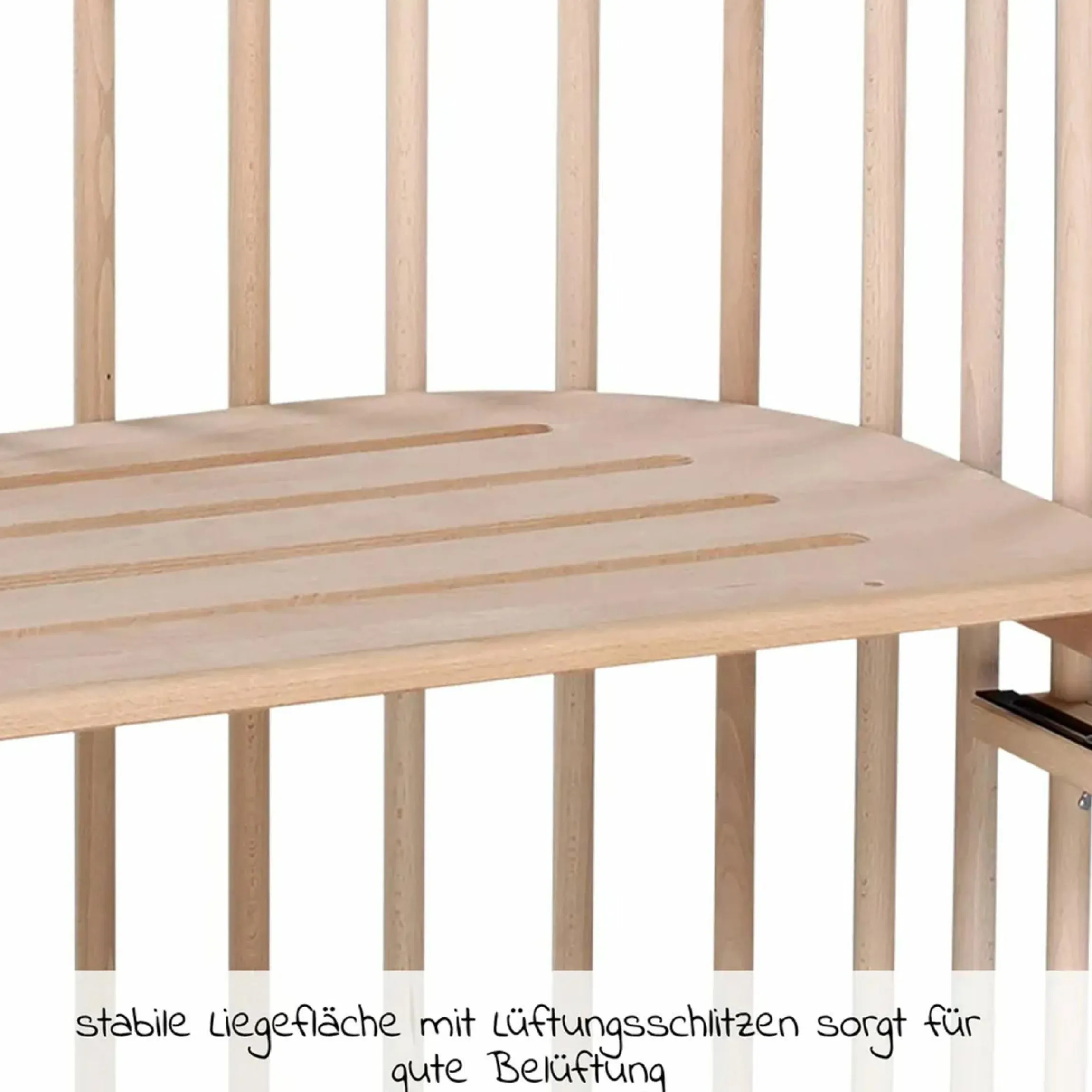 Beistellbett Maxi extra groß - auch für Zwillinge inkl. Gratis Matratze Classic Soft - Natur unbehandelt - Kollektion 2024