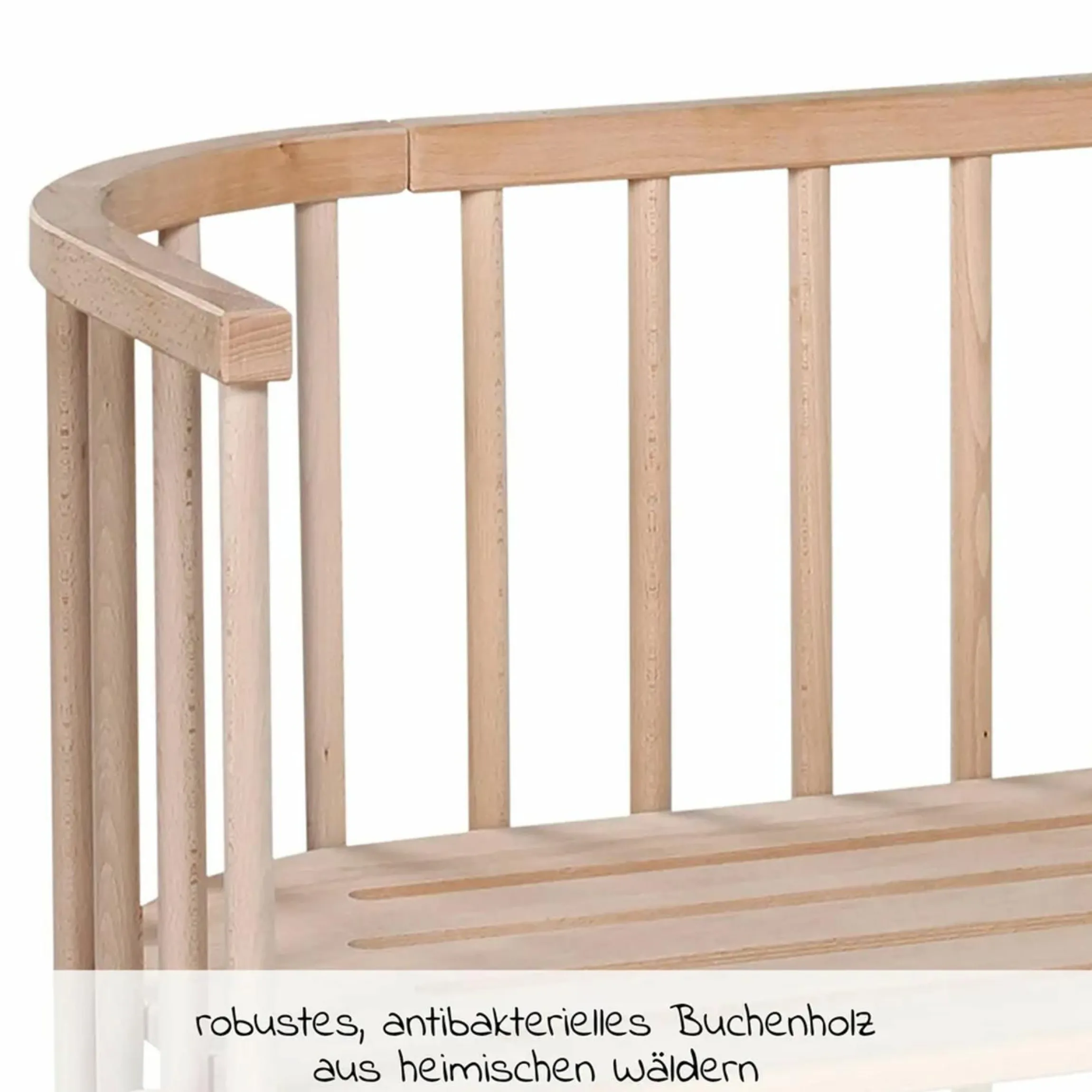 Beistellbett Maxi extra groß - auch für Zwillinge inkl. Gratis Matratze Classic Soft - Natur unbehandelt - Kollektion 2024
