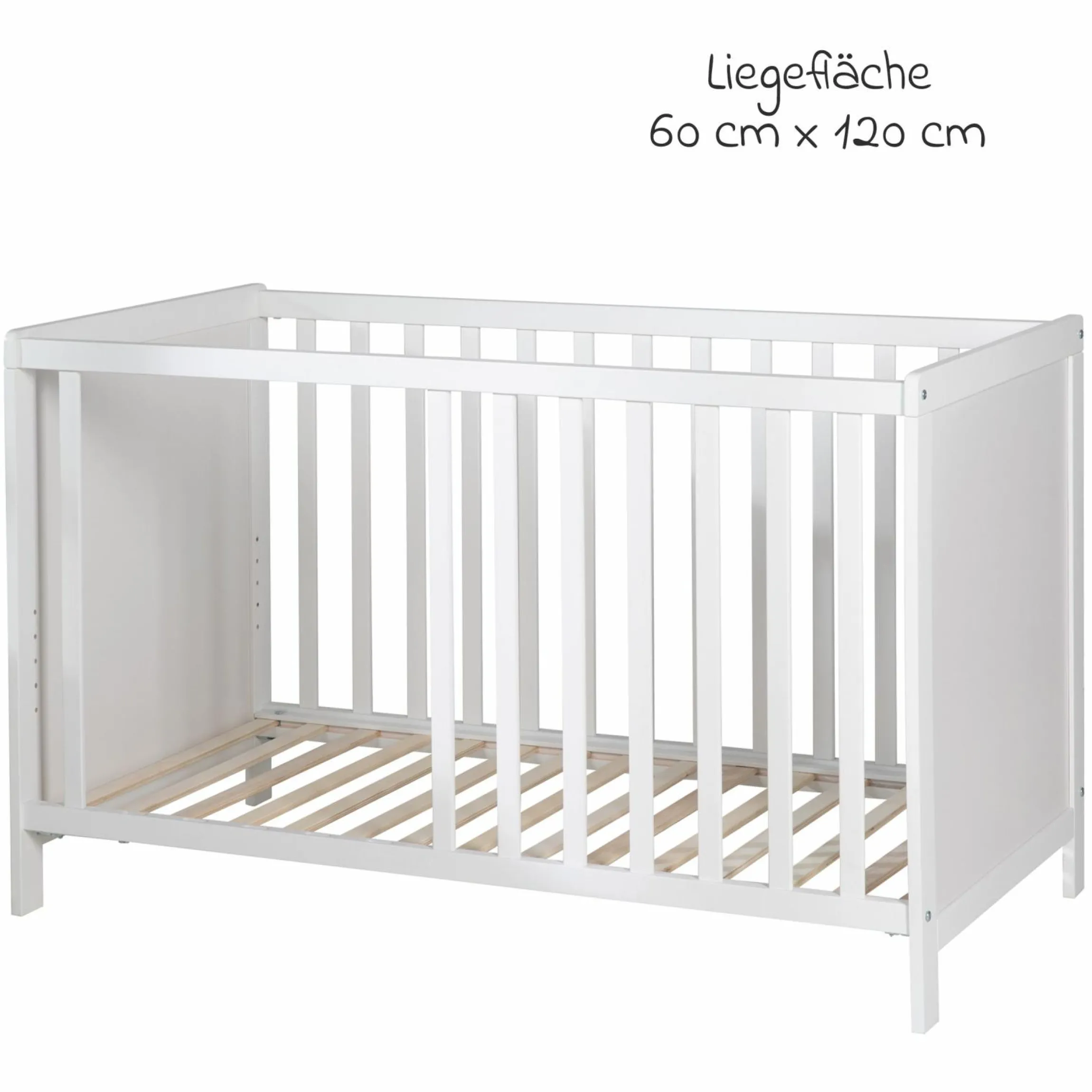 Beistellbett mit safe asleep Matratze, 6-fach höhenverstellbarem Lattenrost & 5 Schlupfsprossen 60 x 120 cm - Universal - Weiß