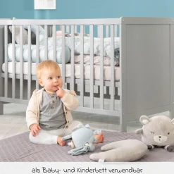 Beistellbett mit safe asleep Matratze, 6-fach höhenverstellbarem Lattenrost & 5 Schlupfsprossen 60 x 120 cm - Universal - Taupe
