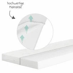 Beistellbett mit safe asleep Matratze, 6-fach höhenverstellbarem Lattenrost & 5 Schlupfsprossen 60 x 120 cm - Universal - Taupe