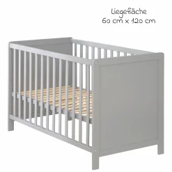 Beistellbett mit safe asleep Matratze, 6-fach höhenverstellbarem Lattenrost & 5 Schlupfsprossen 60 x 120 cm - Universal - Taupe