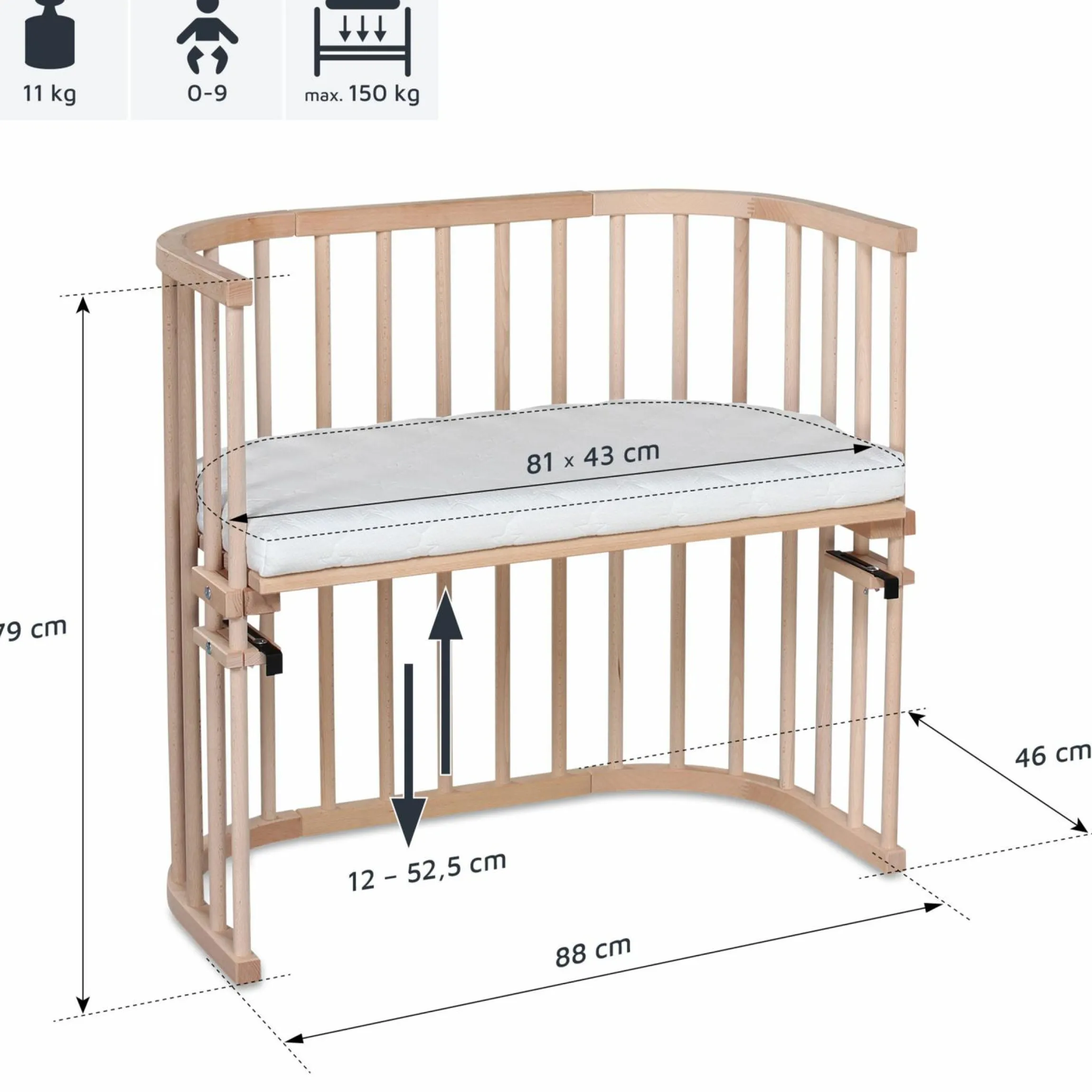 Beistellbett Original - Natur unbehandelt - Kollektion 2024