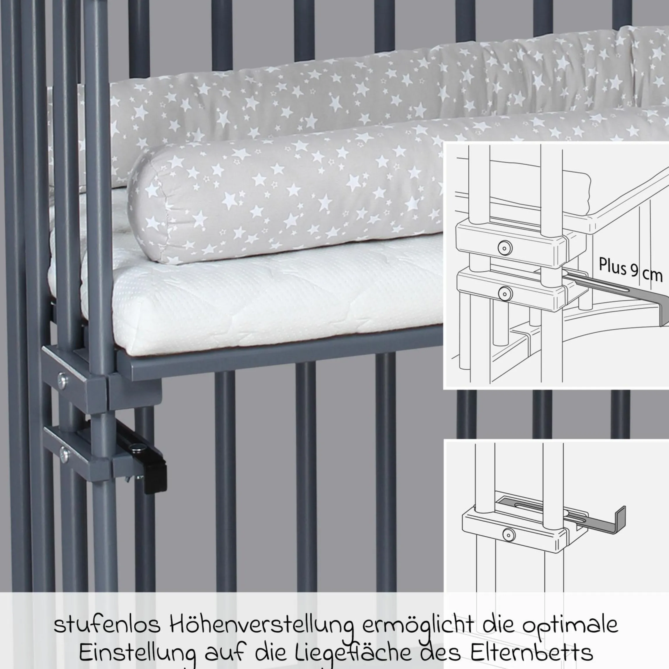 Beistellbett Original - Schiefergrau lackiert - Kollektion 2024