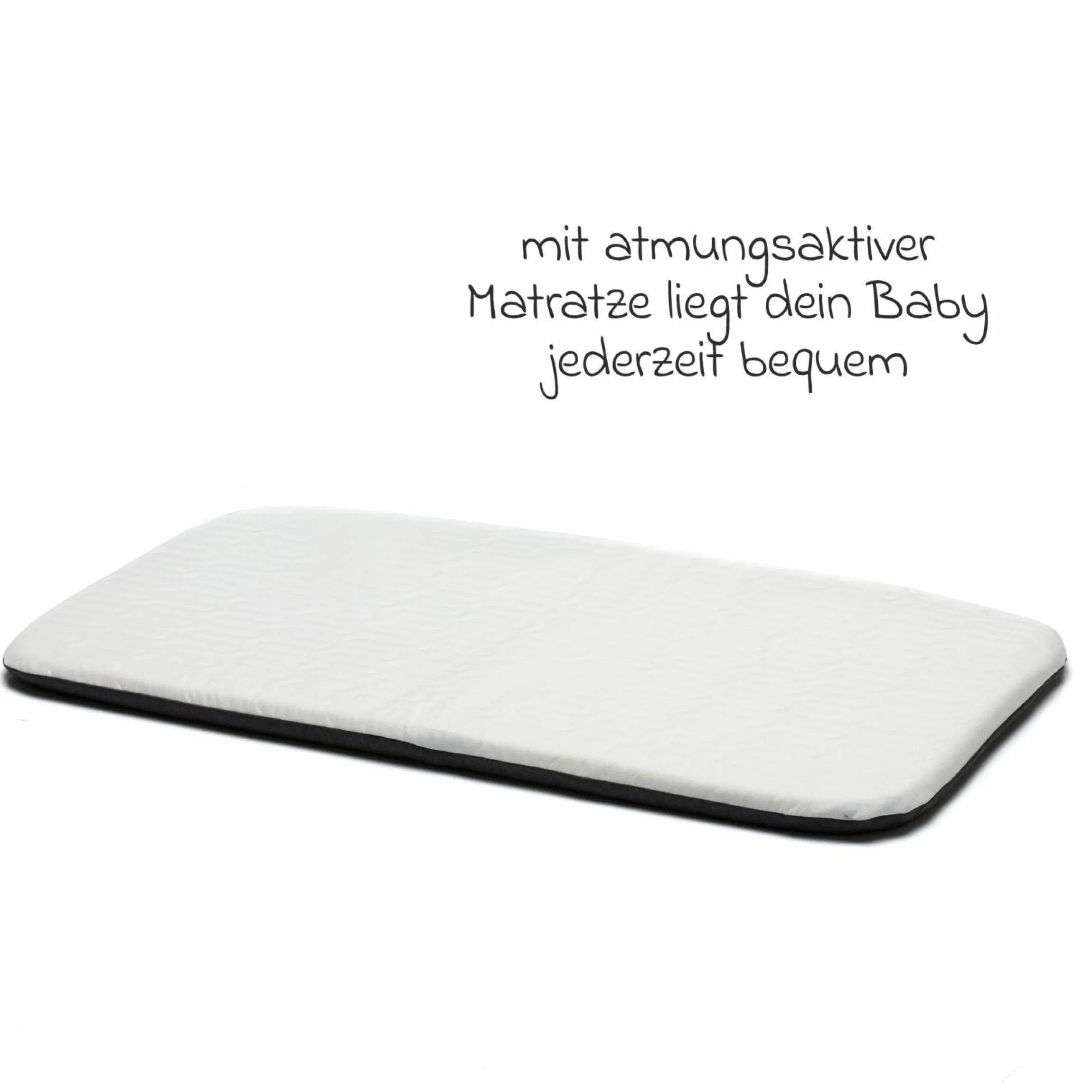 Beistellbett Scandic mit Wippfunktion, höhenverstellbar inkl. Matratze, Innenbezg & Mückennetz - Grau Melange
