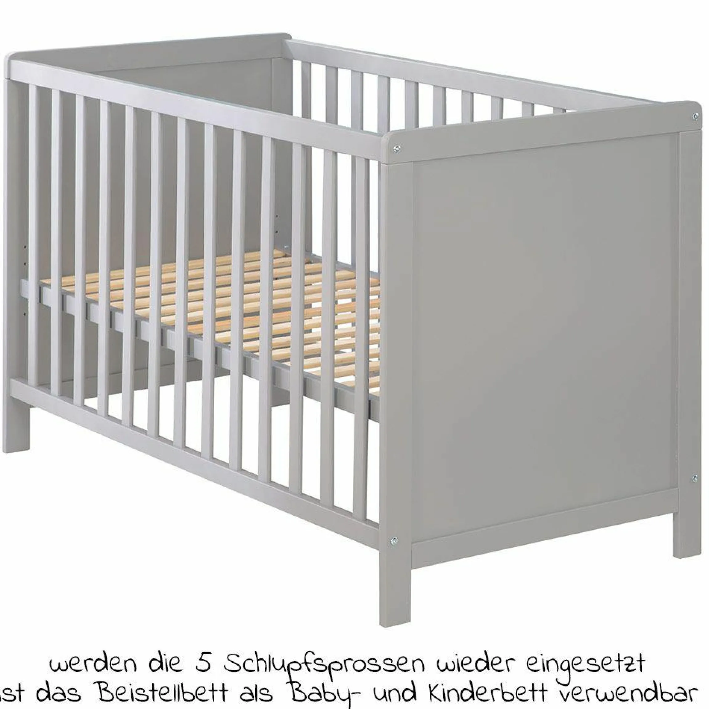 Beistellbett und Kinderbett Hamburg 60 x 120 cm - Taupe