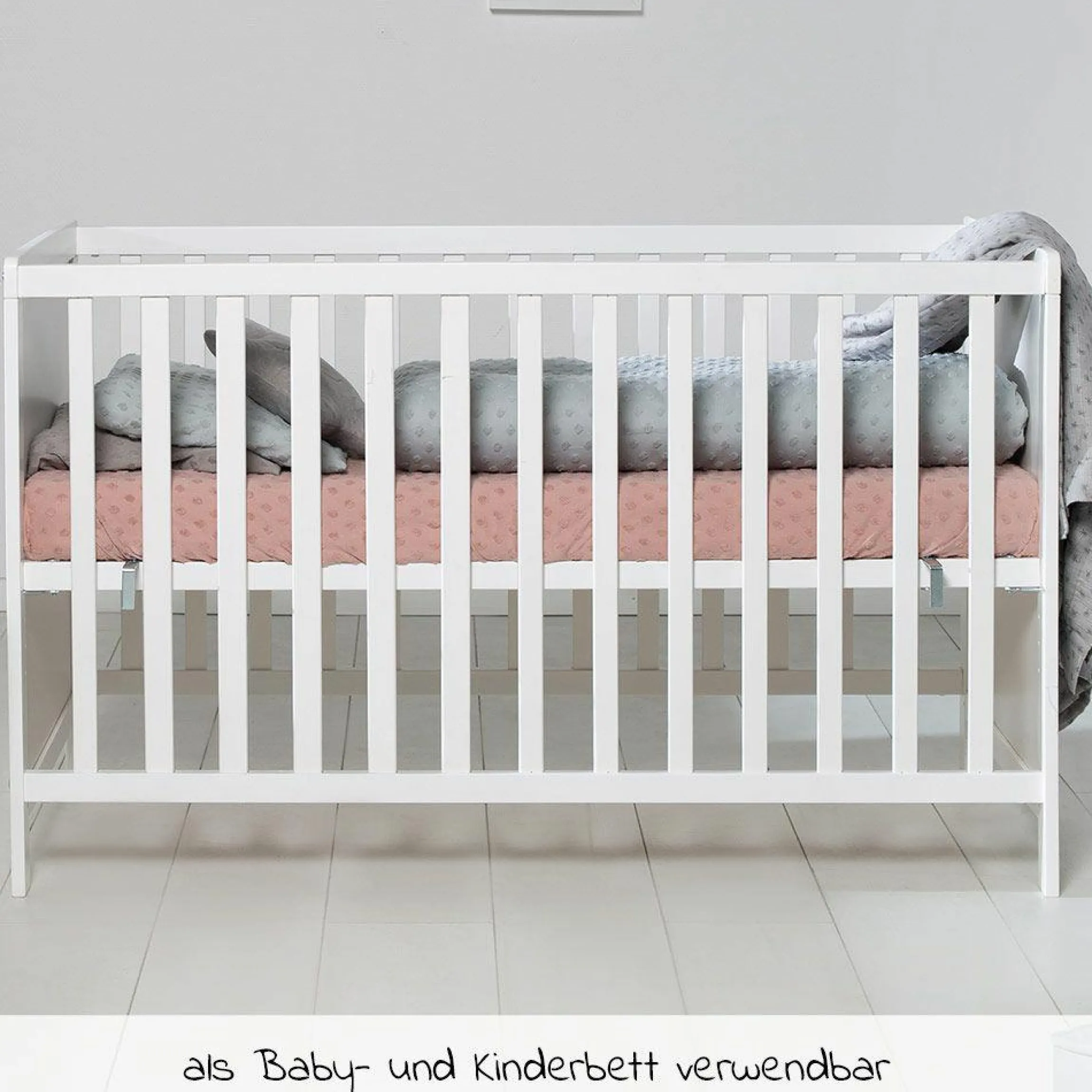 Beistellbett und Kinderbett Hamburg 60 x 120 cm - Weiß