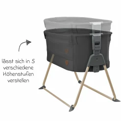 Beistellbettchen Tori Beyond Eco Care ab Geburt - 6 Monate inkl. Matratze & Tragetasche - Graphite - Kollektion 2025