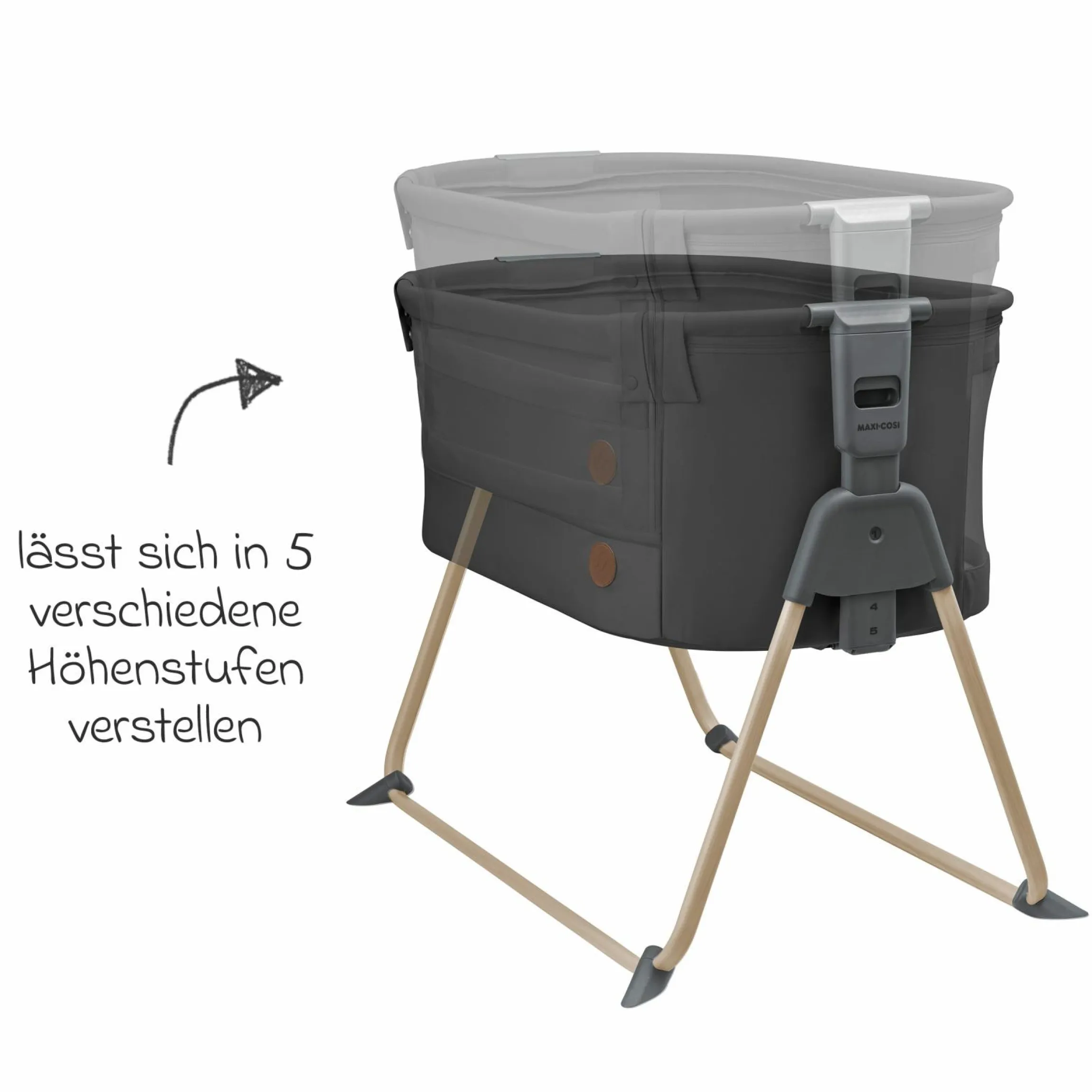 Beistellbettchen Tori Beyond Eco Care ab Geburt - 6 Monate inkl. Matratze & Tragetasche - Graphite - Kollektion 2025